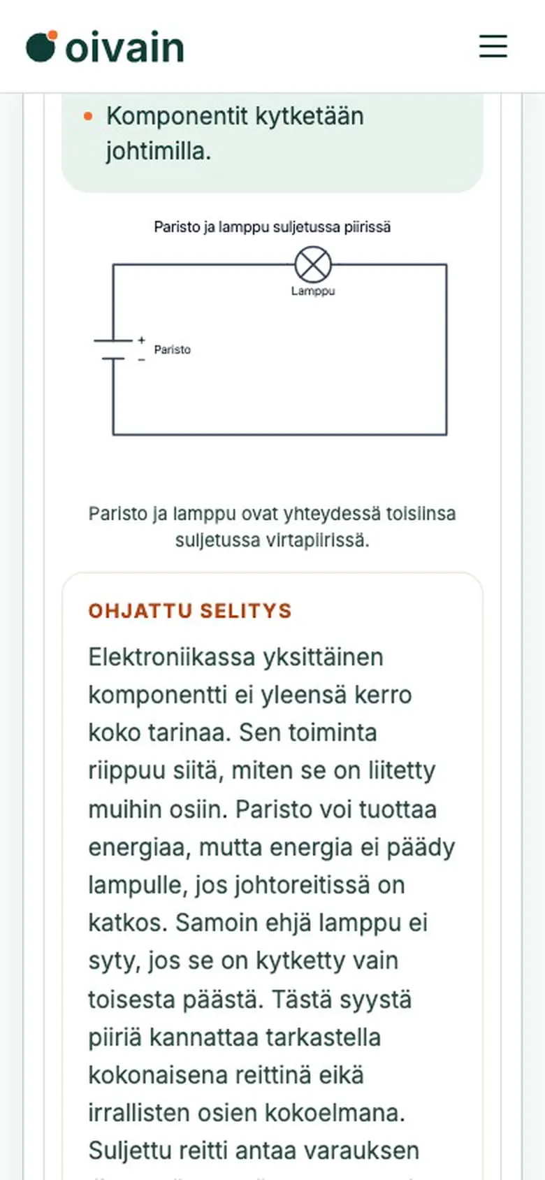 Elektroniikan kurssi puhelimessa: oppitunti ja piirikaavio.