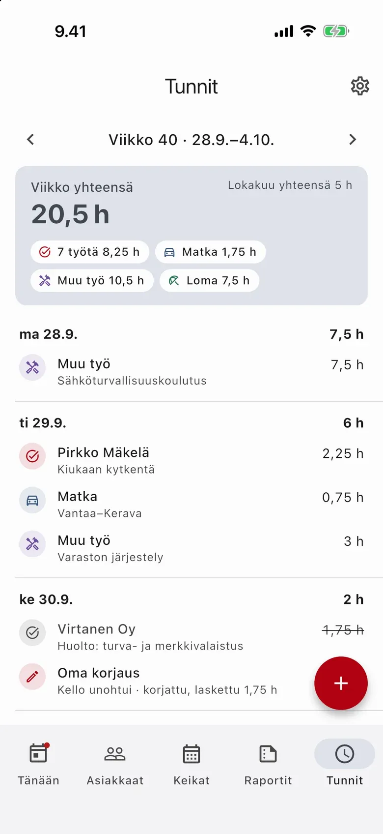 Joppii puhelimessa: viikon tunnit.